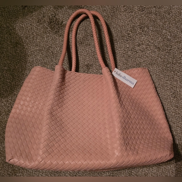 Lulu Dharma Pink Woven Vegan Leather Tote NWT - Picture 1 of 6